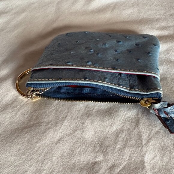 Dooney & Burke Blue Leather Ostrich Satchel Bag - Picture 7 of 7